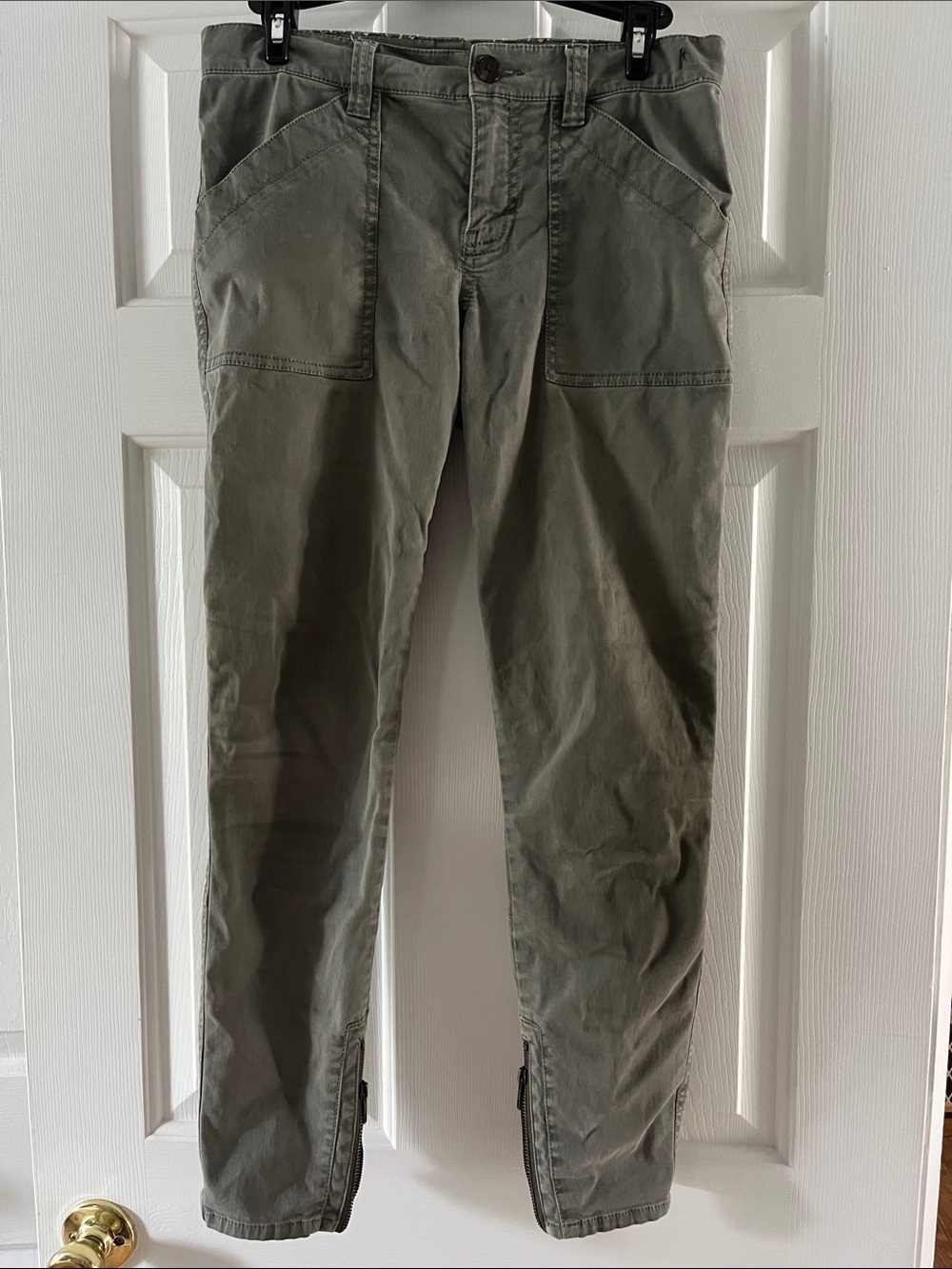 Madewell Skinny Fatigue Utility Cargo Pants Olive Green Ankle Zip Size 26 - Picture 6 of 16